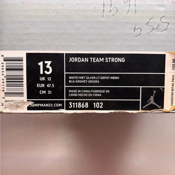 Rare Nike Air Jordan Team Strong Men Sz 13 Navy White Leather Sneaker 311868-102 - Picture 12 of 12